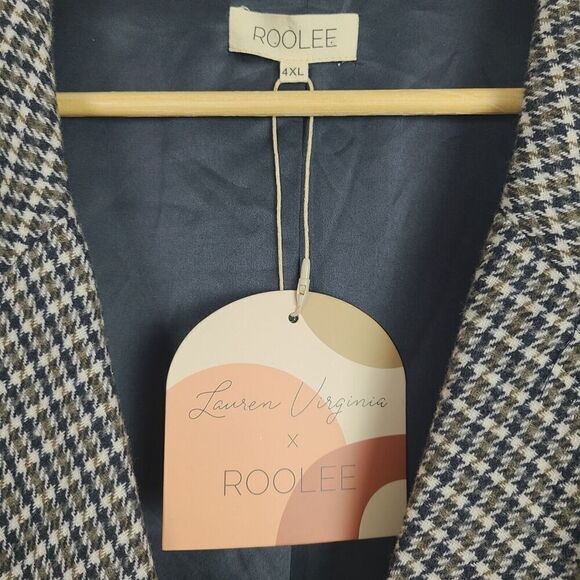 NEW Roolee‎ X Lauren Virginia Blazer Jacket 4XL Gray Green Houndstooth Buttoned - Picture 5 of 10